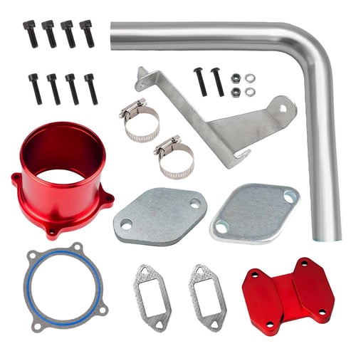 2007.5-2009 6.7L Cummins EGR Block-off Plate & Throttle Valve Delete Kit (Red) for Dodge Ram 2500/3500/4500/5500 | EngineGo