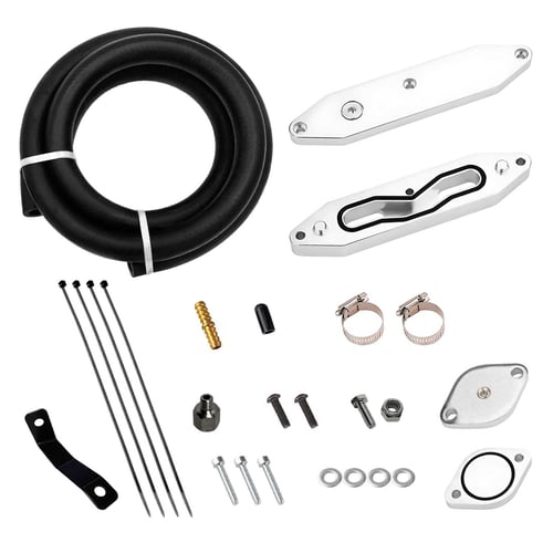 2011-2014&2017-2025 Ford 6.7 Powerstroke EGR Delete Kit with Flow Through Plate (Silver) for F250 F350 F450 F550 | EngineGo