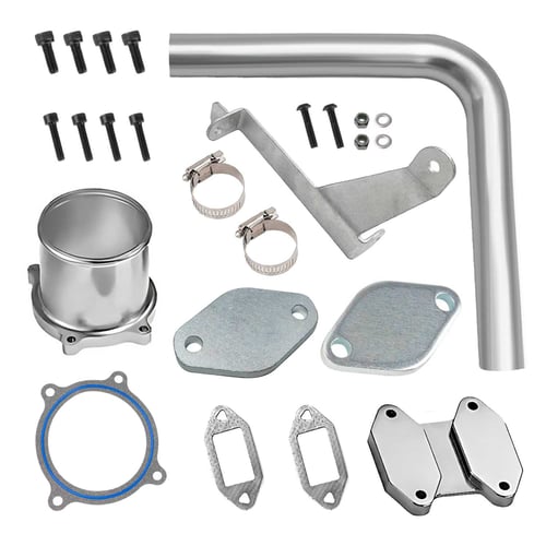 2007.5-2009 6.7L Cummins EGR Block-off Plate & Throttle Valve Delete Kit (Silver) for Dodge Ram 2500/3500/4500/5500 | EngineGo