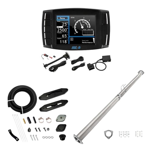 2011-2014&2017-2019 6.7L Powerstroke DPF/DEF/EGR All-in-One Delete Kit | Mini Maxx V2 Tuner, 4" DPF Delete, EGR Delete Black | EngineGo
