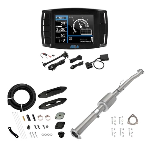 2011-2014&2017-2019 6.7L Powerstroke DPF/DEF/EGR All-in-One Delete Kit | Mini Maxx V2 Tuner, 4" DPF Delete Pipe w/ Muffler, EGR Delete Black | EngineGo