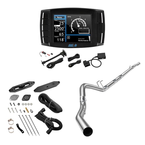 2015-2016 6.7L Powerstroke DPF/DEF/EGR All-in-One Delete Kit | Mini Maxx V2 Tuner, 4" Downpipe-Back, EGR Delete Black | EngineGo