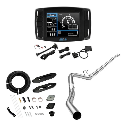 2011-2014&2017-2019 6.7L Powerstroke DPF/DEF/EGR All-in-One Delete Kit | Mini Maxx V2 Tuner, 5" Downpipe-Back, EGR Delete Black | EngineGo