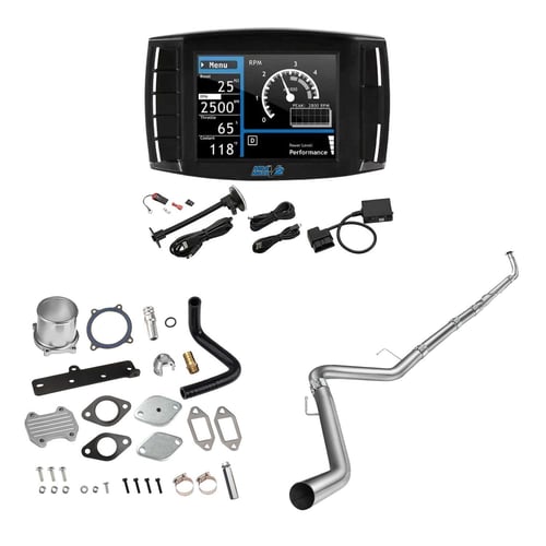 2013-2017 6.7L Cummins DPF/DEF/EGR All-in-One Delete Kit | Mini Maxx V2 Tuner, 5" Turbo-back, EGR Delete Silver | EngineGo