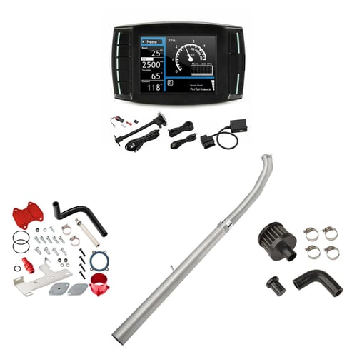 2010-2012 6.7L Cummins DPF/DEF/EGR/CCV All-in-One Delete Kit | Mini Maxx V1 Tuner, 4" DPF Delete (Race Version), Red EGR Delete Kit | EngineGo