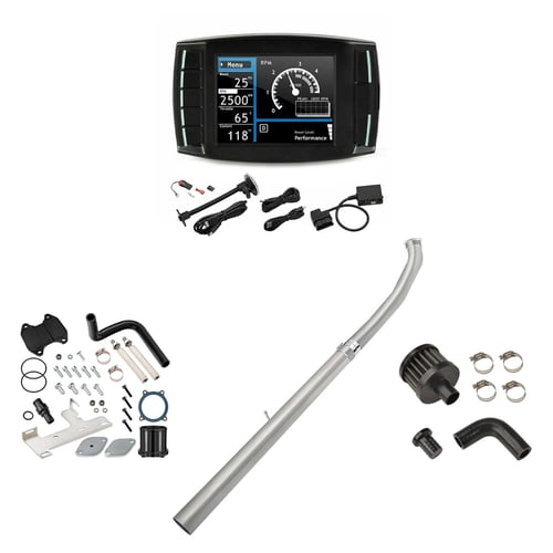2010-2012 6.7L Cummins DPF/DEF/EGR/CCV All-in-One Delete Kit | Mini Maxx V1 Tuner, 4" DPF Delete (Race Version), Black EGR Delete Kit | EngineGo