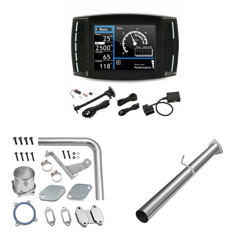 2007-2009 6.7L Cummins Dodge Ram 2500/3500 DPF/DEF/EGR All-in-One Delete Kit | Mini Maxx V1 Tuner, 4" DPF Delete, Silver EGR Delete Kit | EngineGo