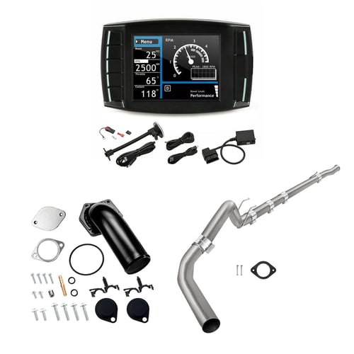 2008-2010 6.4L Powerstroke Ford F250/F350 DPF/DEF/EGR Delete 4" Downpipe-Back, Black EGR Delete Kit