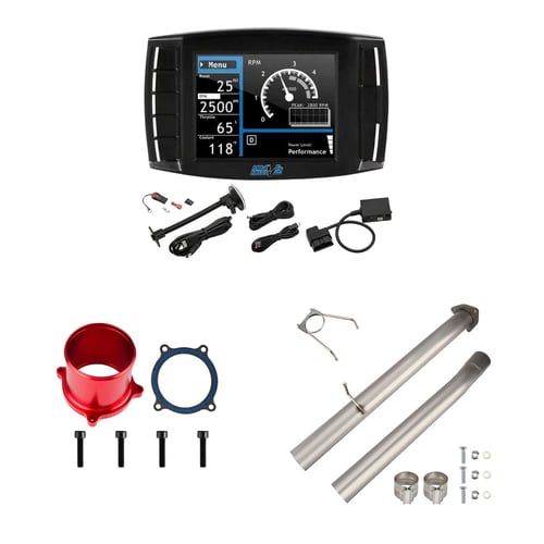 2013-2017 6.7L Cummins DPF/DEF/EGR All-in-One Delete Kit | Tuner, 4" DPF Delete, EGR Throttle Valve Delete Red | EngineGo
