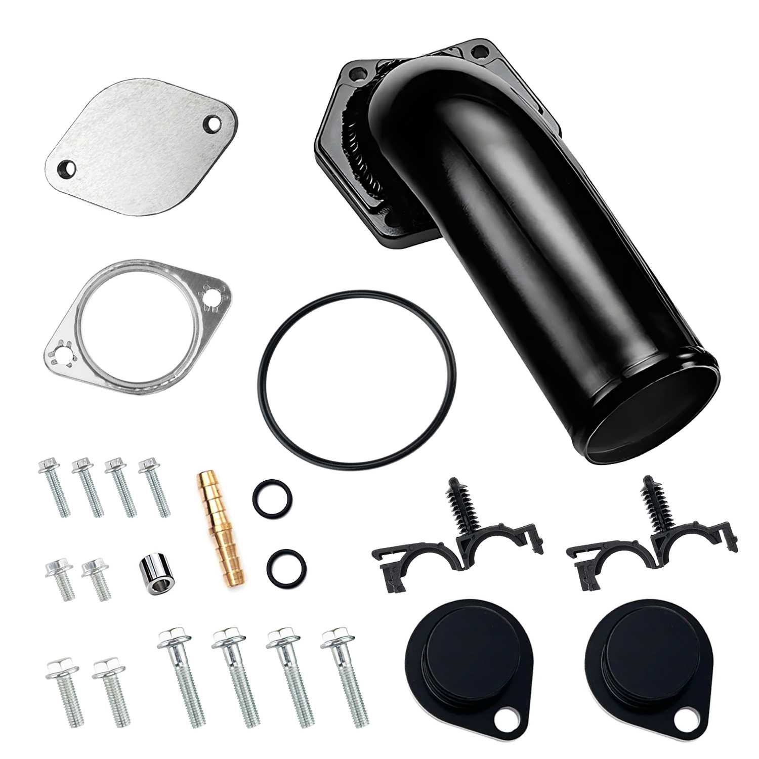 2008-2010 6.4L Powerstroke EGR Valve Delete Kit w/ Intake Elbow (Black) for Ford F250 F350 F450 F550 | EngineGo