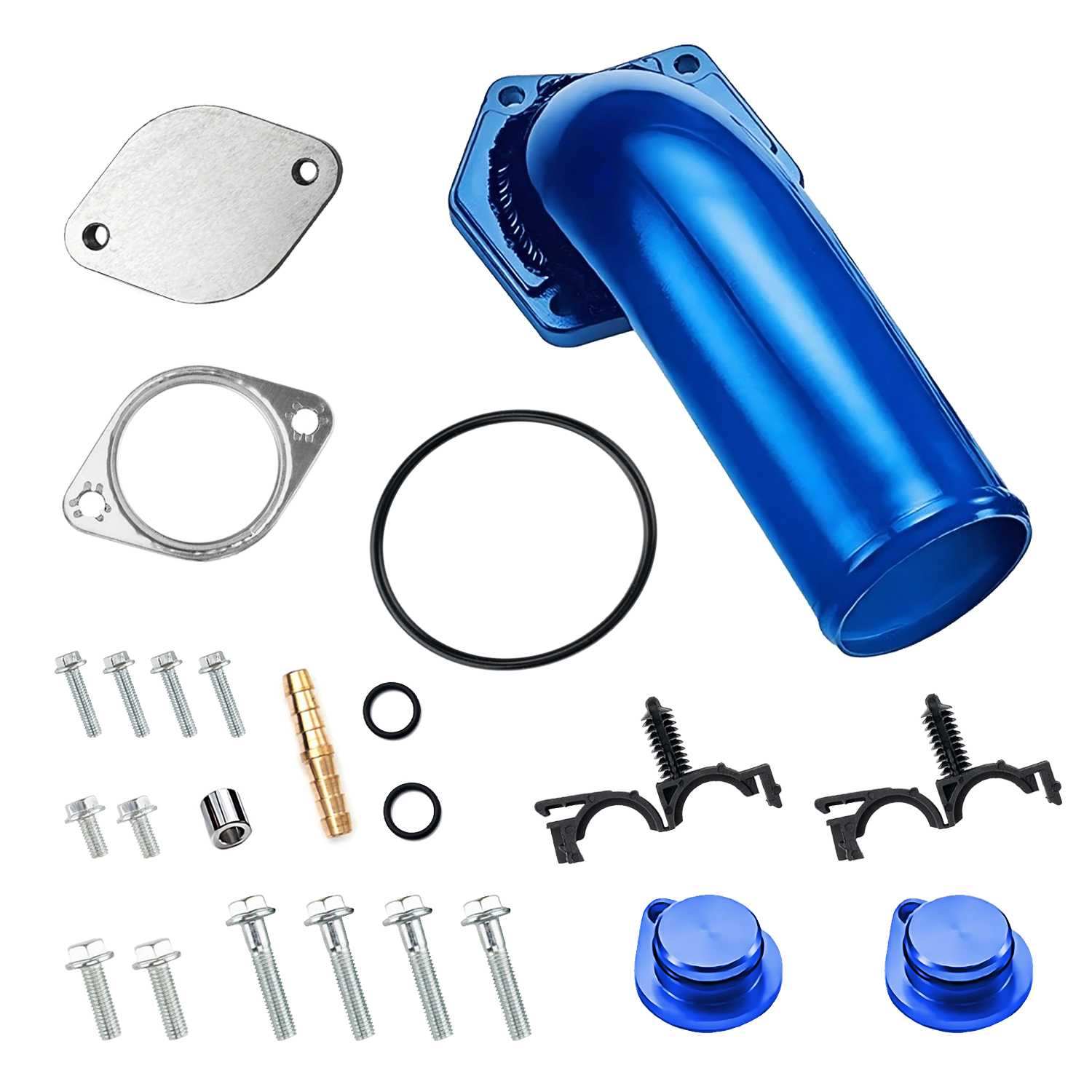 2008-2010 6.4L Powerstroke EGR Valve Delete Kit w/ Intake Elbow (Blue) for Ford F250 F350 F450 F550 | EngineGo