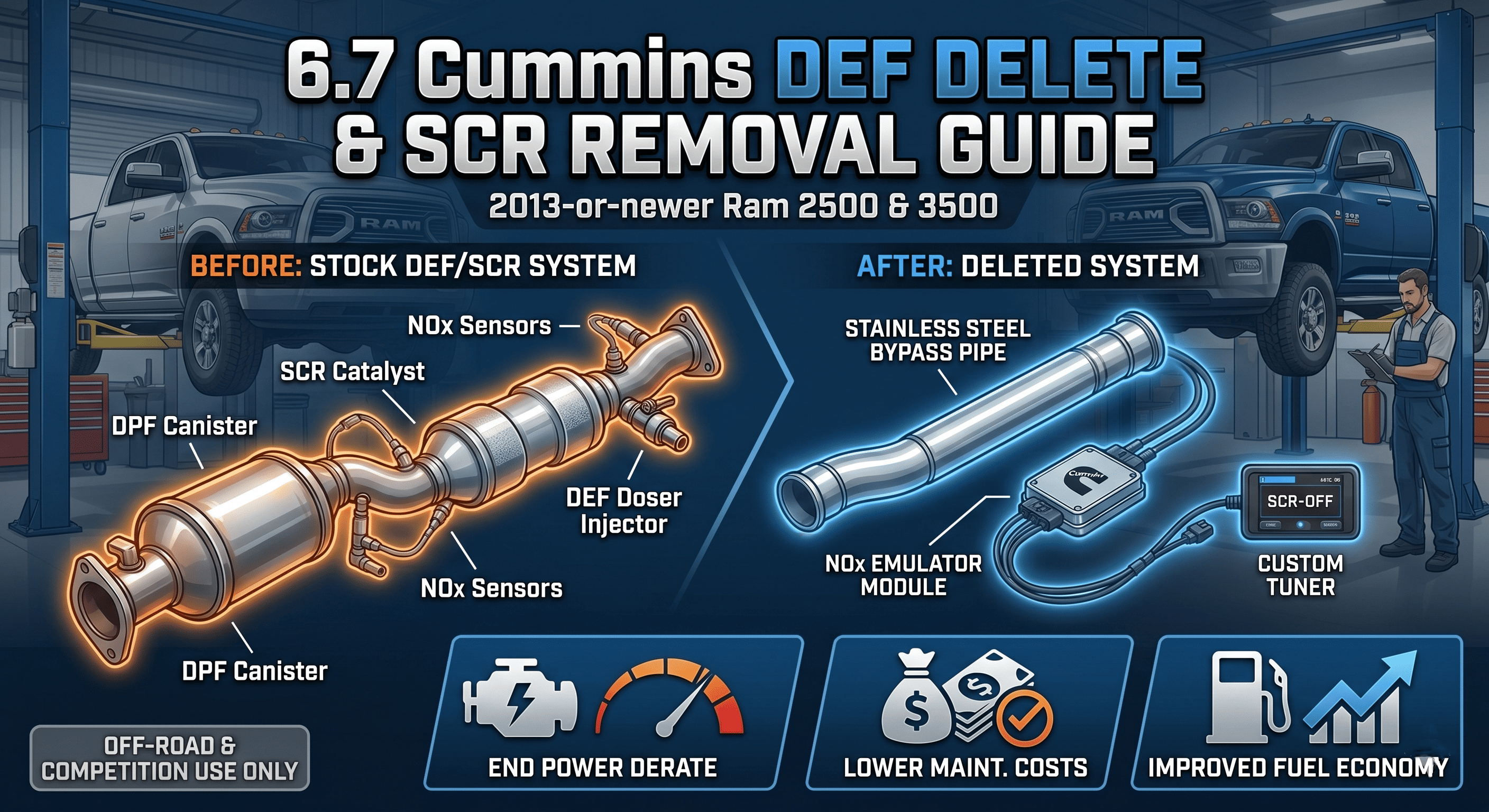 6.7 Cummins DEF Delete and SCR Removal Guide