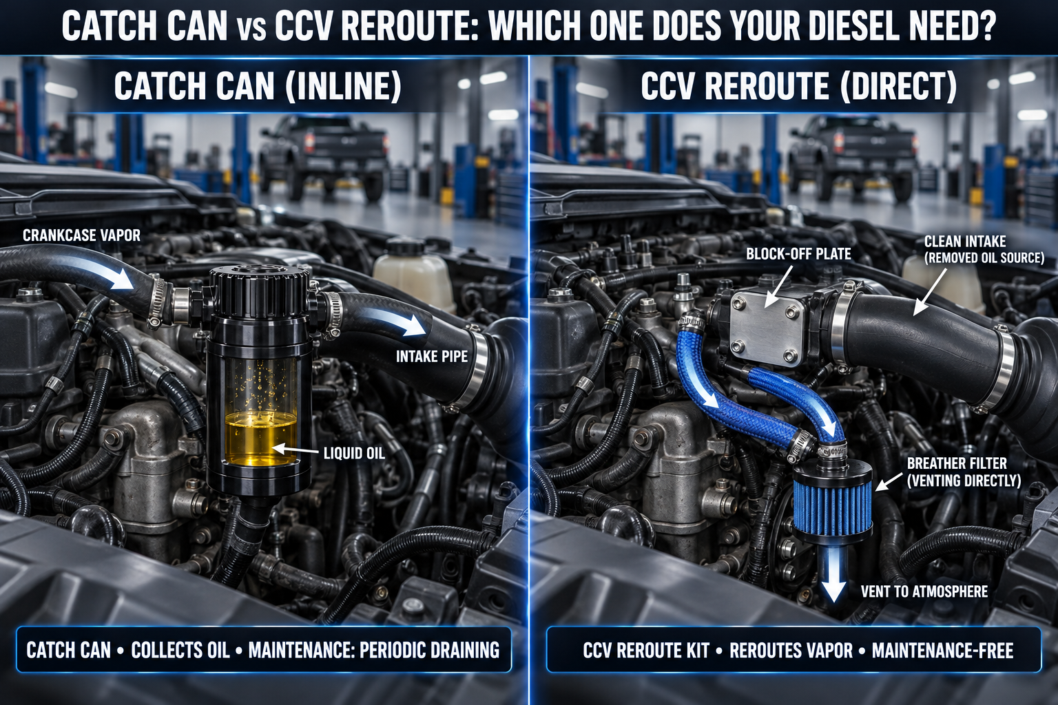 Catch Can vs CCV Reroute: Which One Does Your Diesel Need?